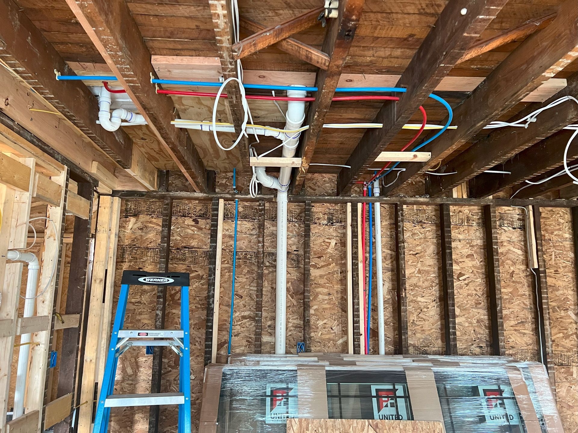 A few pics of a rough in we did as part of a whole house renovation.