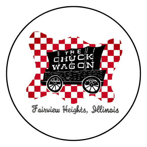 A logo for the chuck wagon in fairview heights illinois