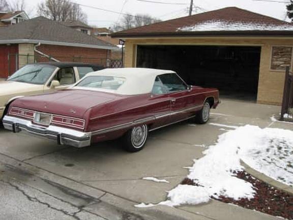 maroon vintage car back