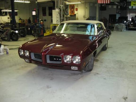 Maroon vintage car front