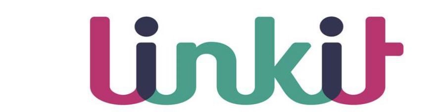 La palabra linkit está escrita en diferentes colores sobre un fondo blanco.
