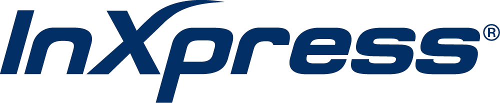 InXpress-Logo in Dunkelblau mit einem stilisierten „X“.