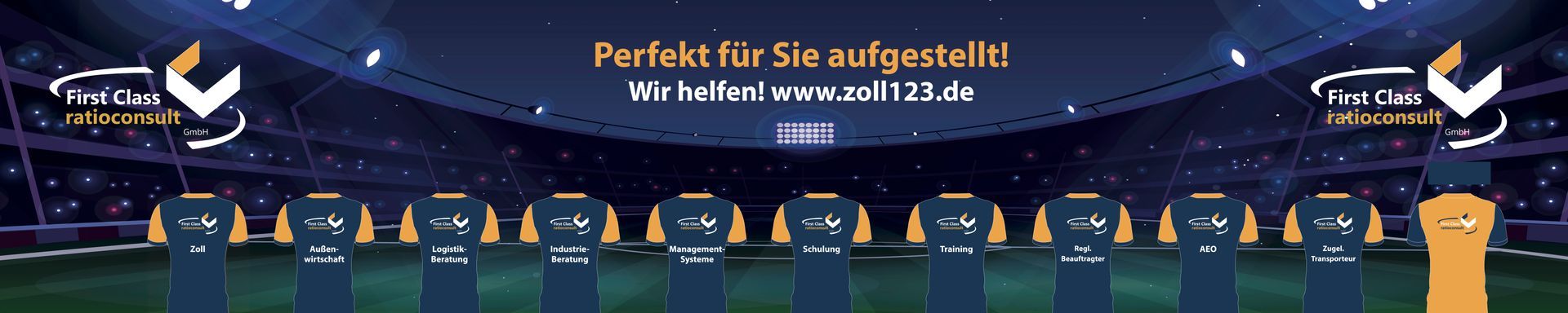 Eine Gruppe von Fußballspielern steht auf einem Feld in einer Reihe.