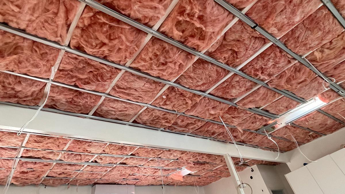 Newly Installed Insulation On The Ceiling