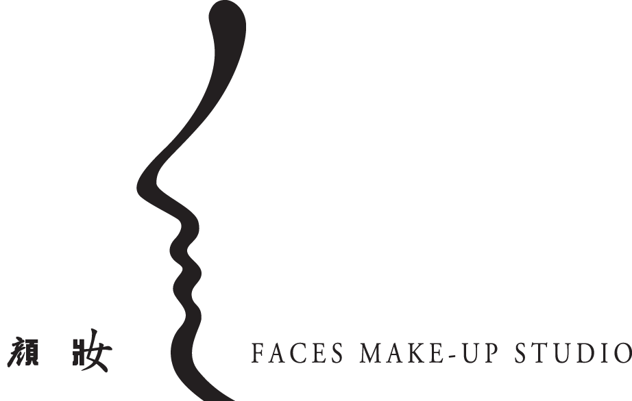 臉部輪廓，左側有文字“Faces Make-up Studio”和漢字。