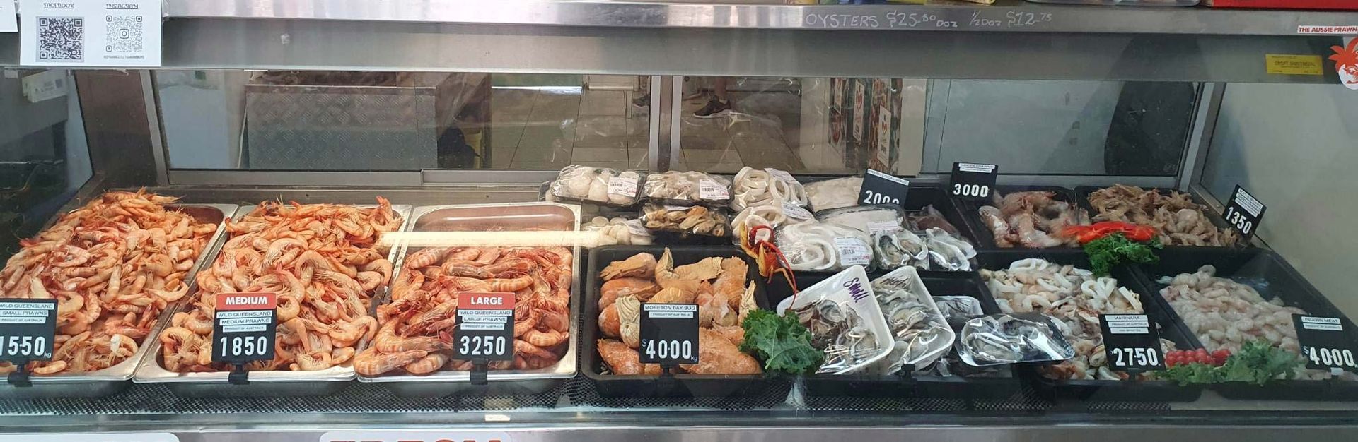 Shop Display For Sea Foods With Price Tag — Local Seafood Shop in Portsmith, QLD