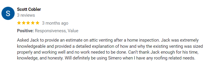 Customer review with a blue circle