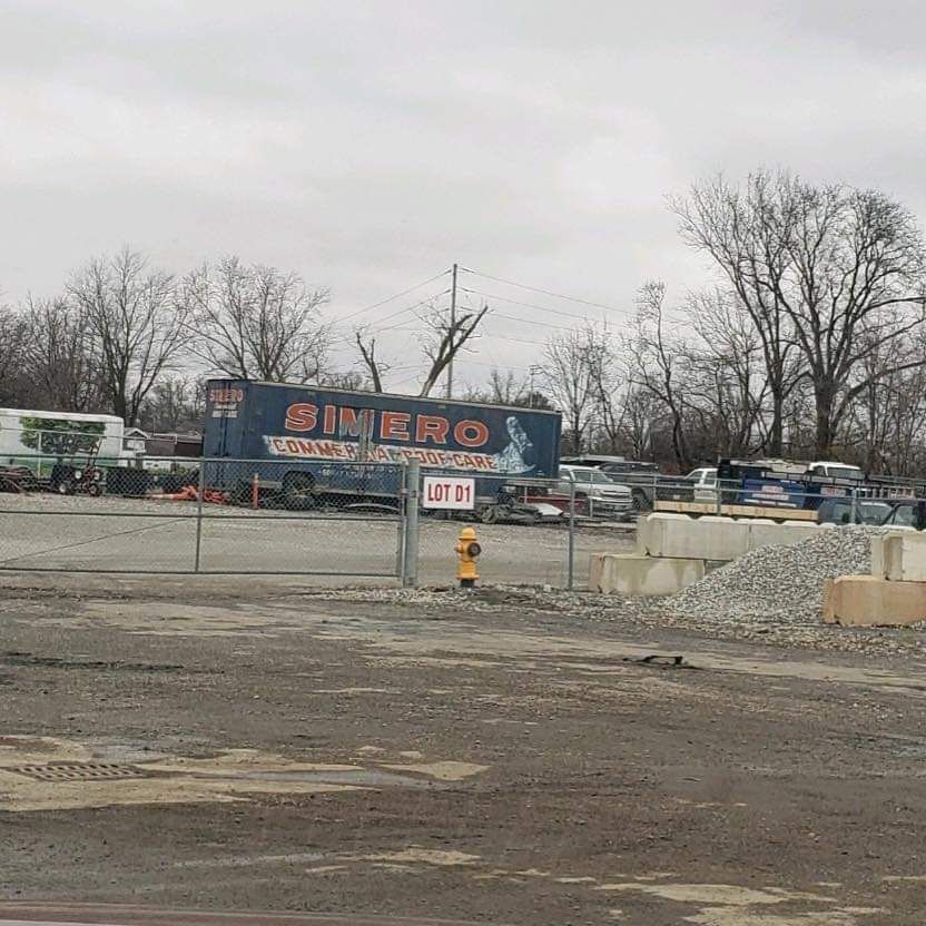 A blue circus trailer,