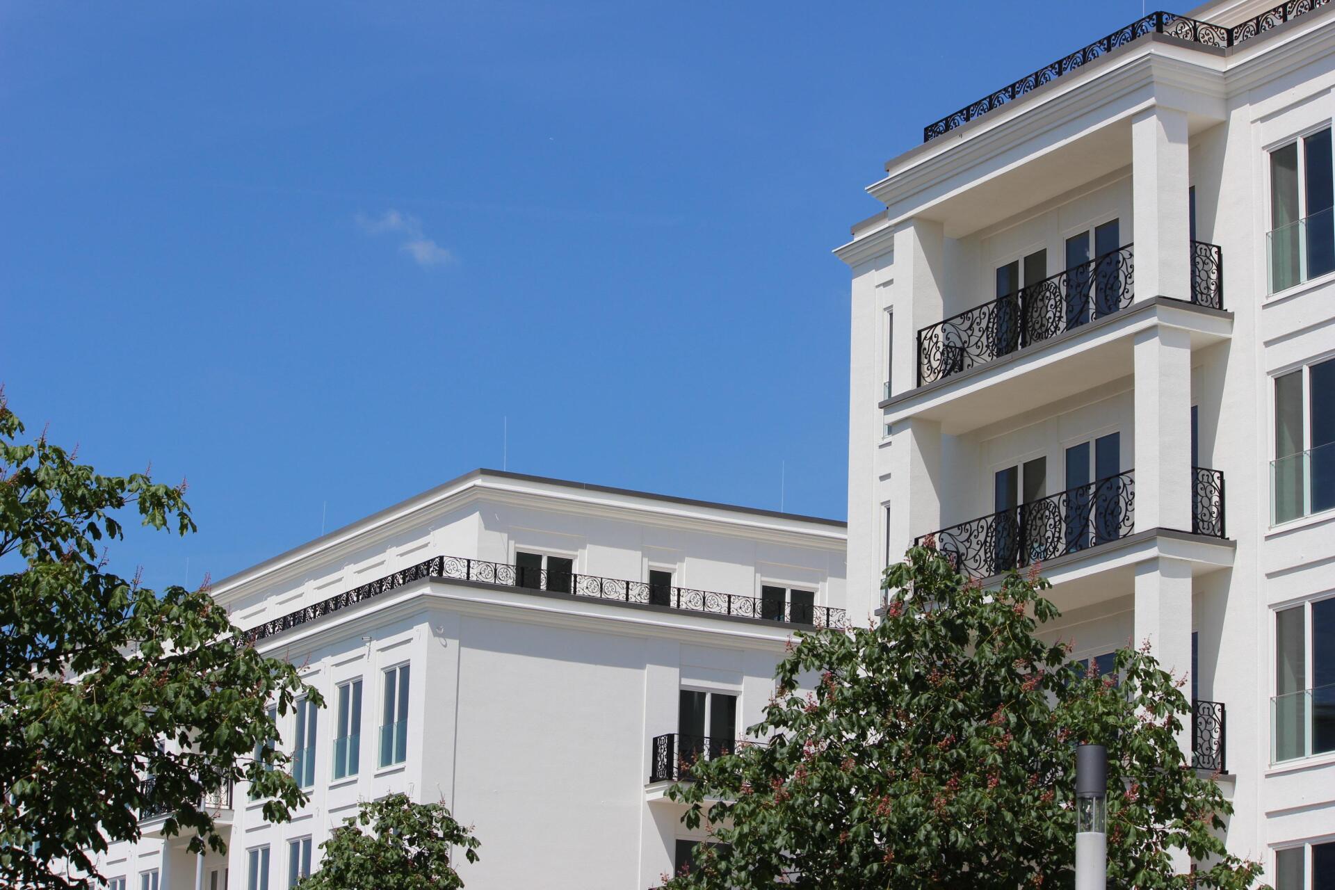 white residential buildings