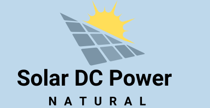 Logo of Solar DC Power: blue solar panel, yellow sun, black text on light blue background.