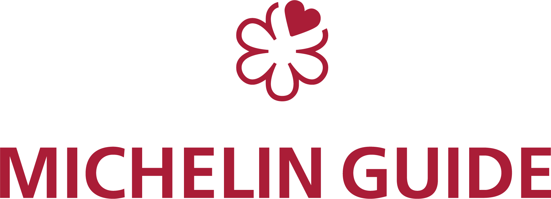 A logo for michelin guide with a red flower and a heart