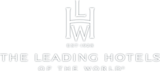 A white logo for the leading hotels of the world.