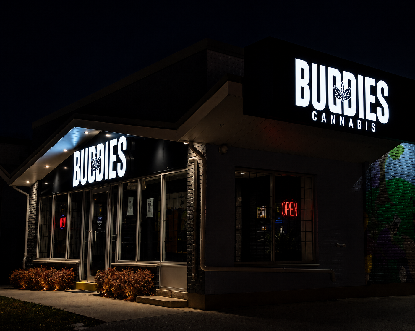 Buddies Cannabis storefront on University Ave in Waterloo
