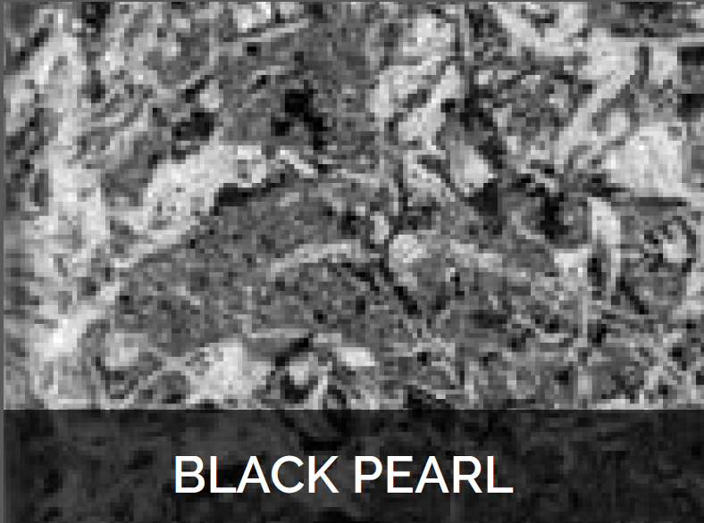 A black and white photo of a black pearl texture.
