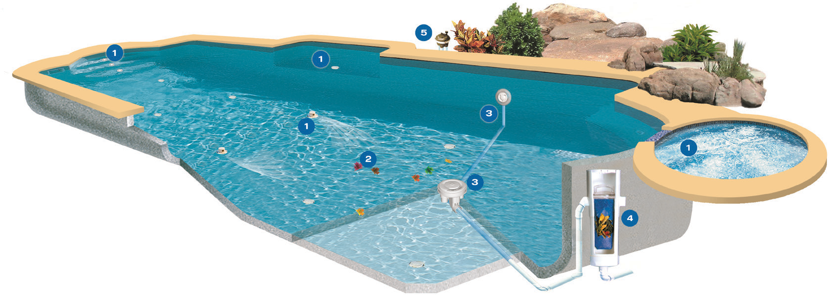 A diagram of the inside of a swimming pool