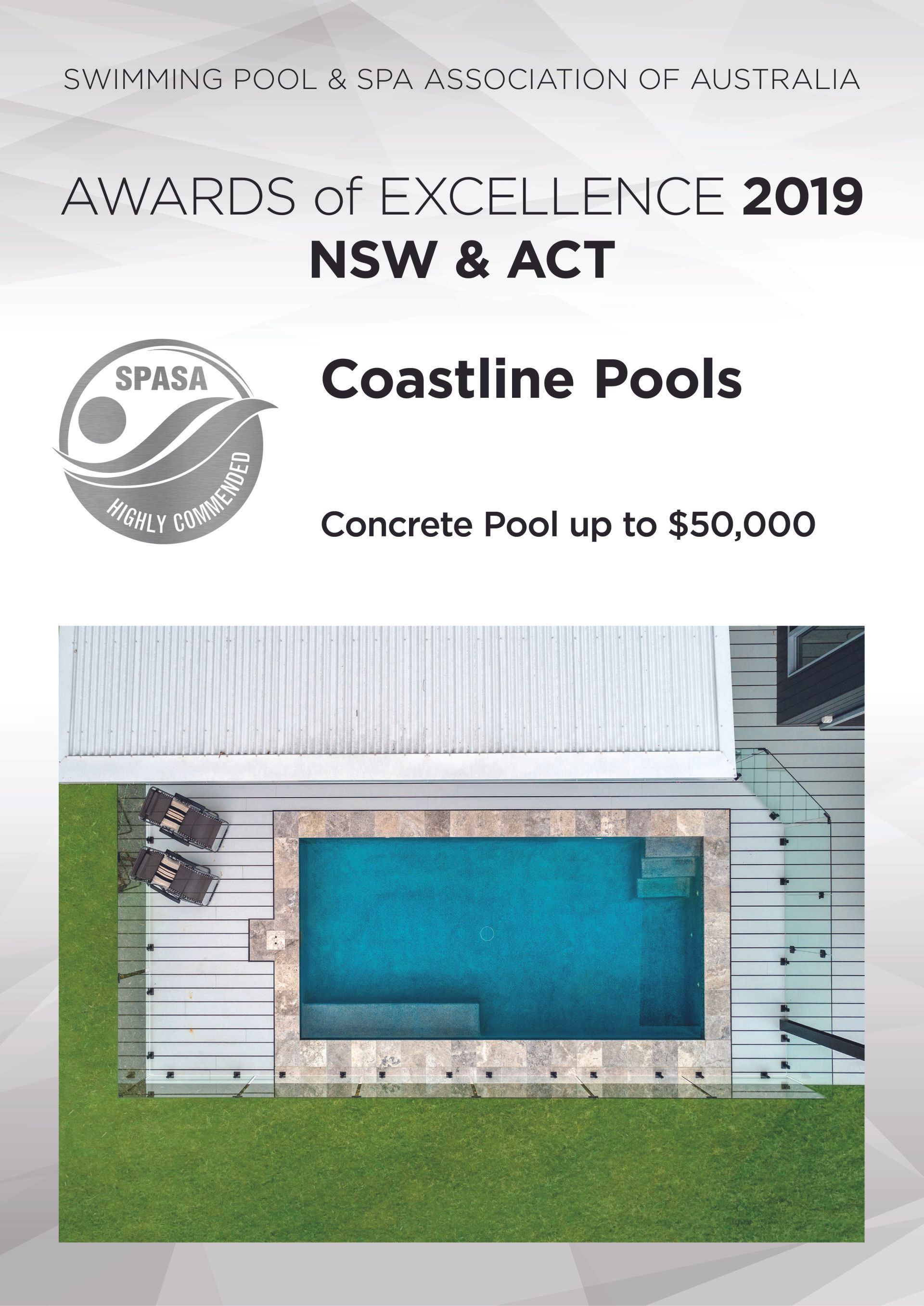 Awards of excellence 2019 nsw & act coastline pools concrete pool up to $ 500,000