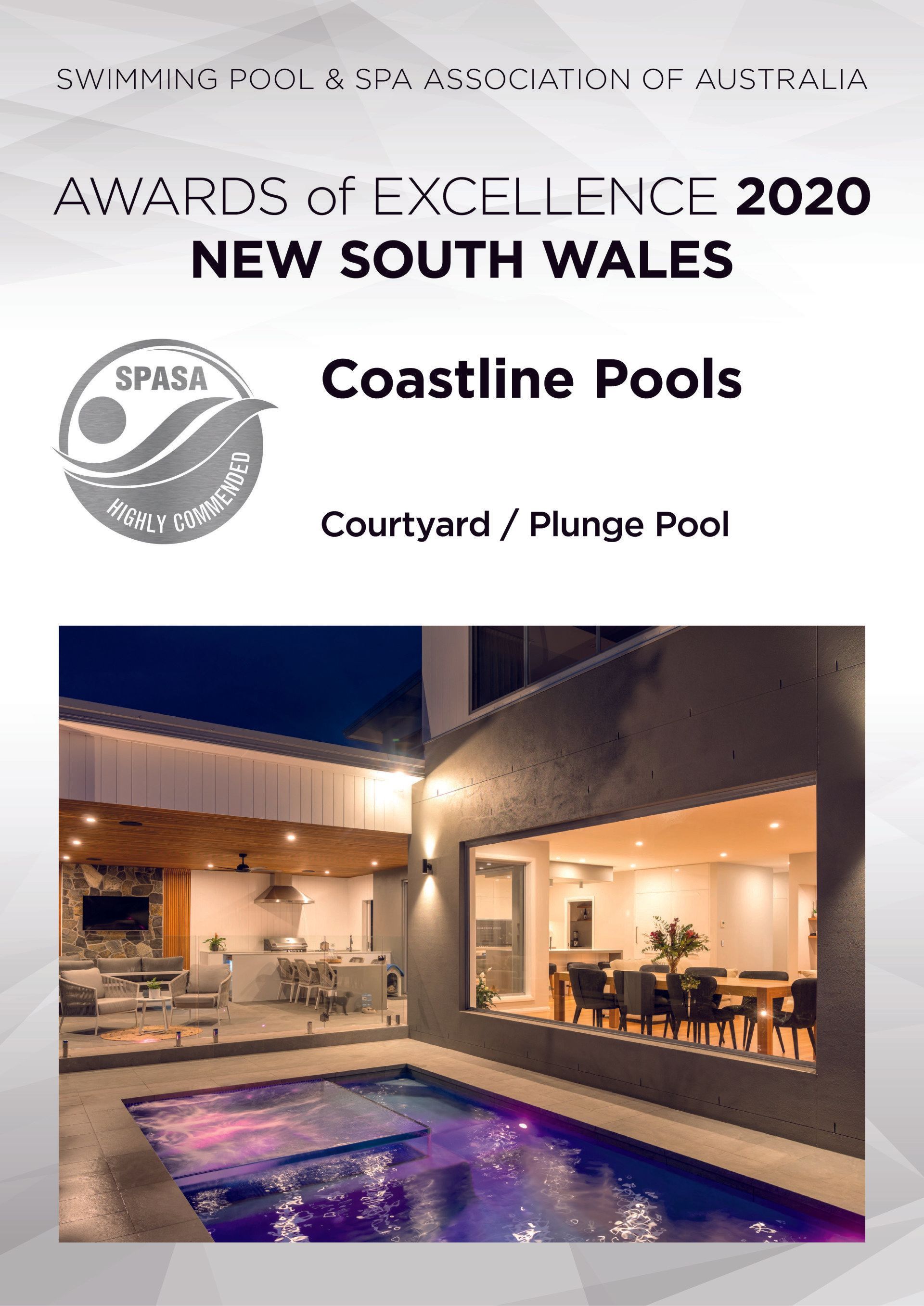 Awards of excellence 2020 new south wales coastline pools courtyard / plunge pool