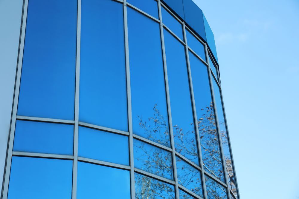 Window film on a building.