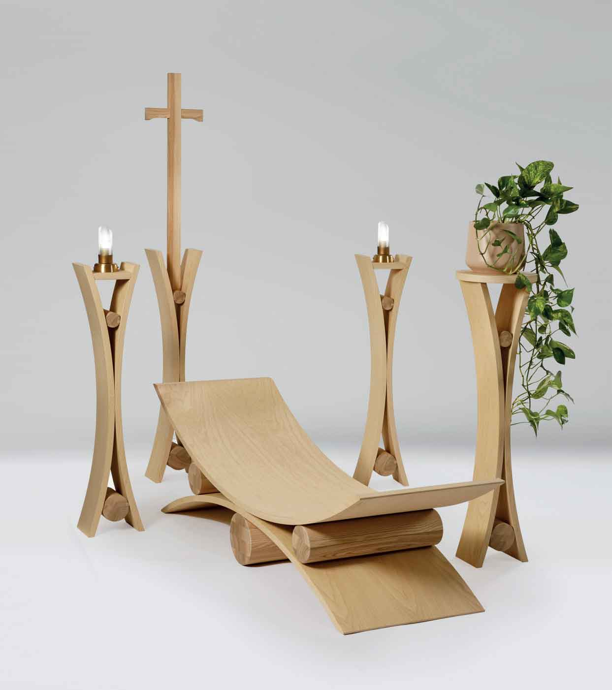 Arredo per camera ardente Gemini Natural, in legno di frassino con finitura naturale