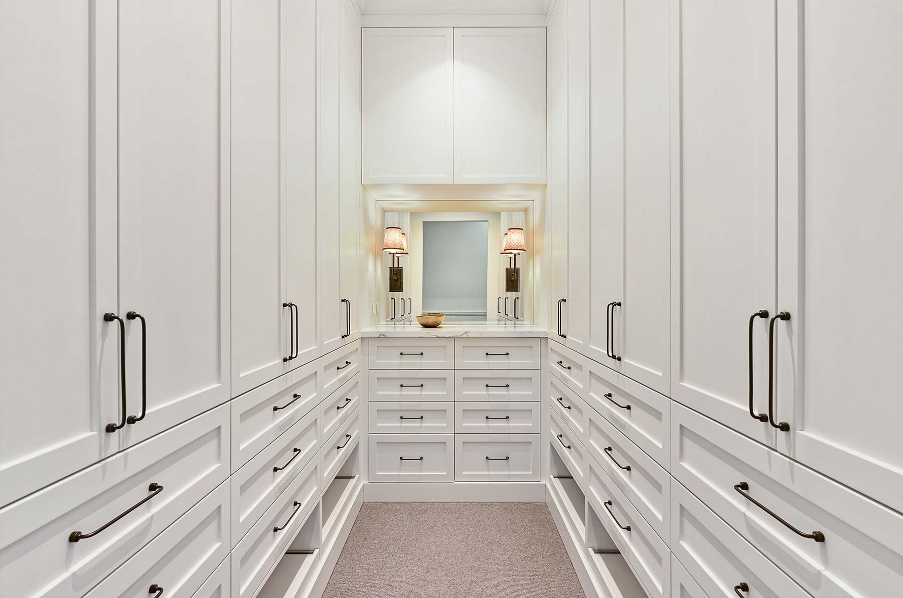 White Walk-in Closet With Matching Drawers — PK Kitchen Design in West Ipswich, QLD