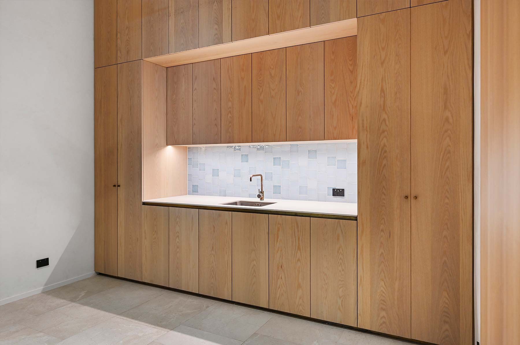 Wooden Built-in Cabinetry With a Sink and Countertop — PK Kitchen Design in West Ipswich, QLD