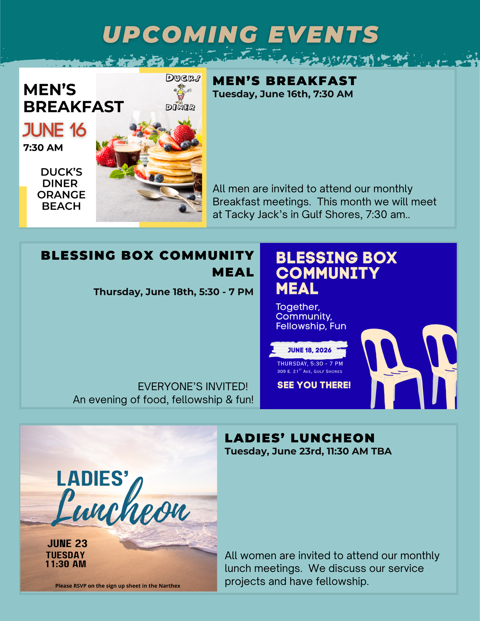 Church newsletter: Magnolia UMC, August 20, 2023; upcoming events and service details.