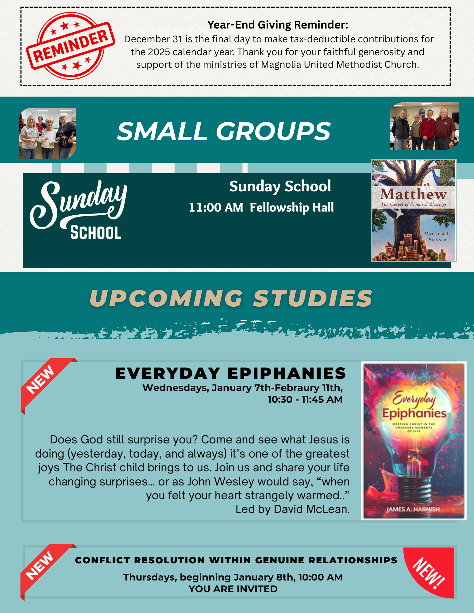 Church newsletter: Magnolia UMC, August 20, 2023; upcoming events and service details.