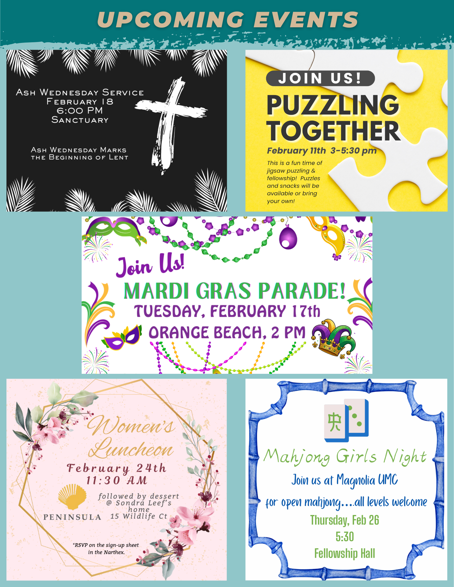 Church newsletter: Magnolia UMC, August 20, 2023; upcoming events and service details.