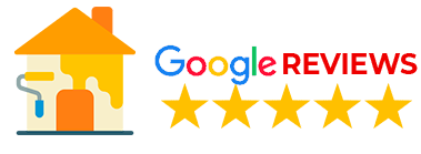 House being painted with Google Reviews, four gold stars.