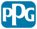 PPG logo in white text on a blue rounded rectangle.