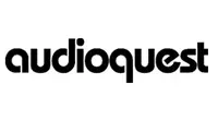 A black and white logo for audioquest on a white background.