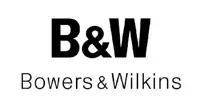 A black and white logo for bowers and wilkins on a white background.