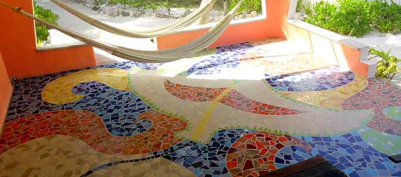 Mosaic patio on the Beachfront Suite