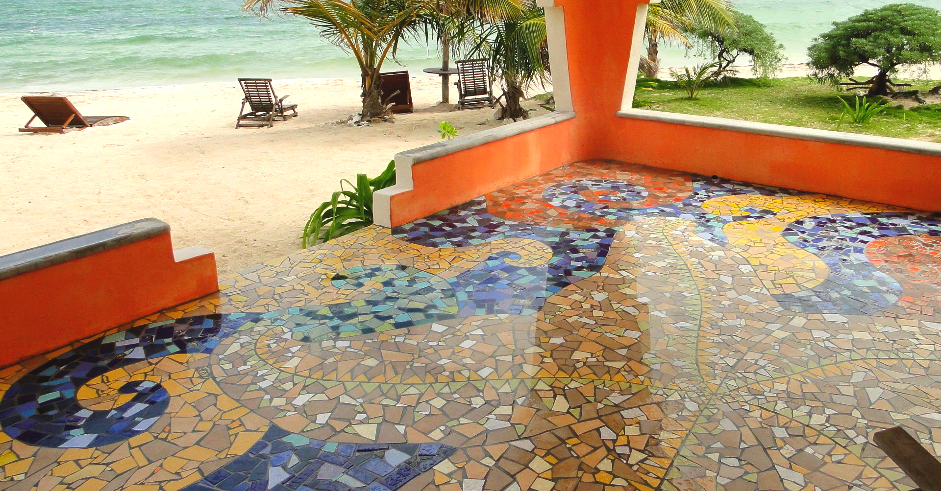 Starfish mosaic on floor