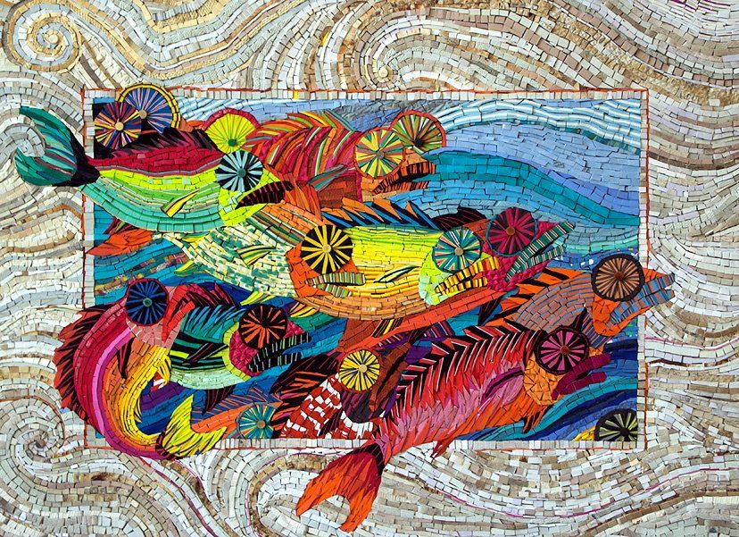 Flip-Flop mosaic fish and swirling sand