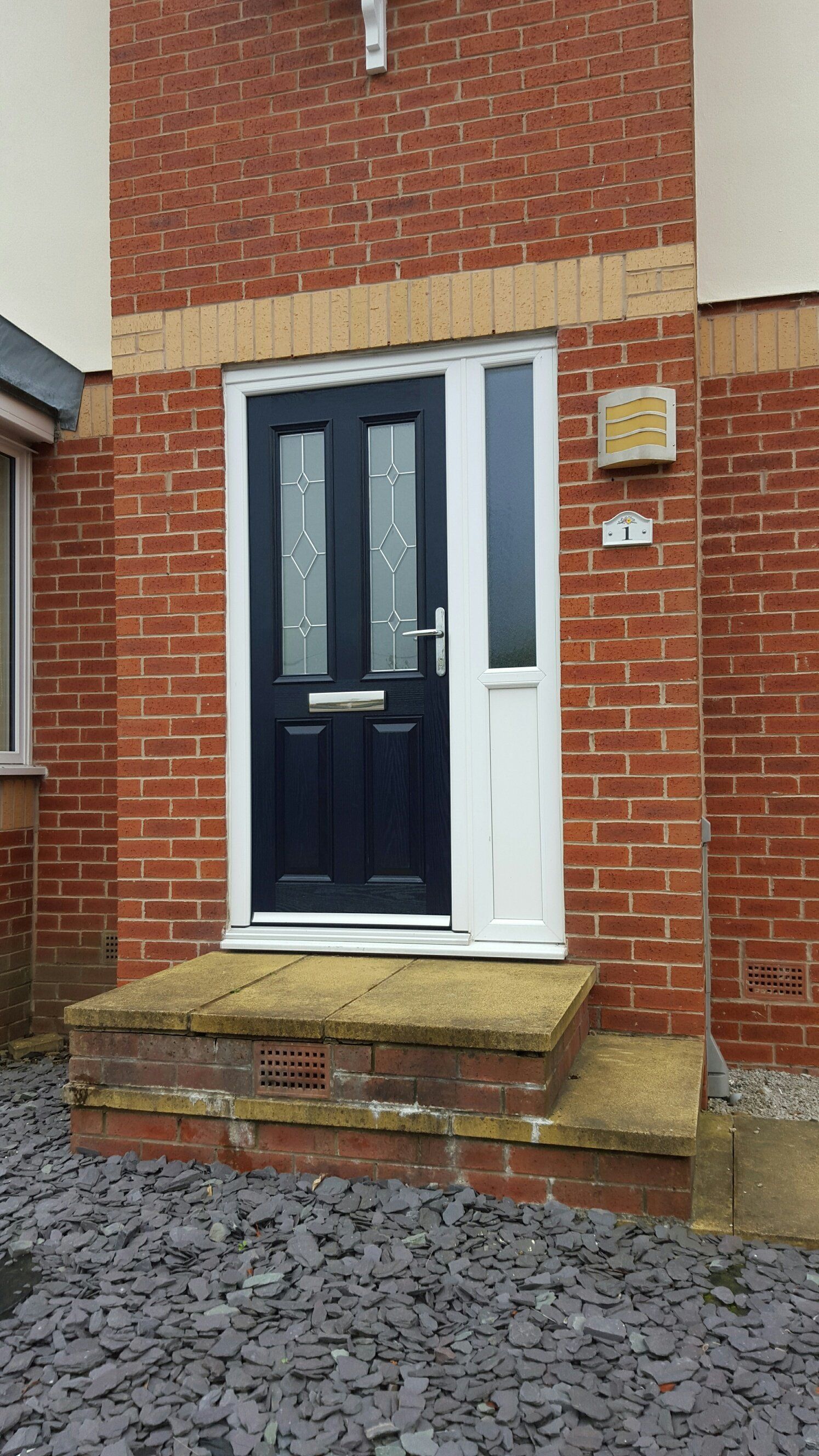 blue composite door and side panel