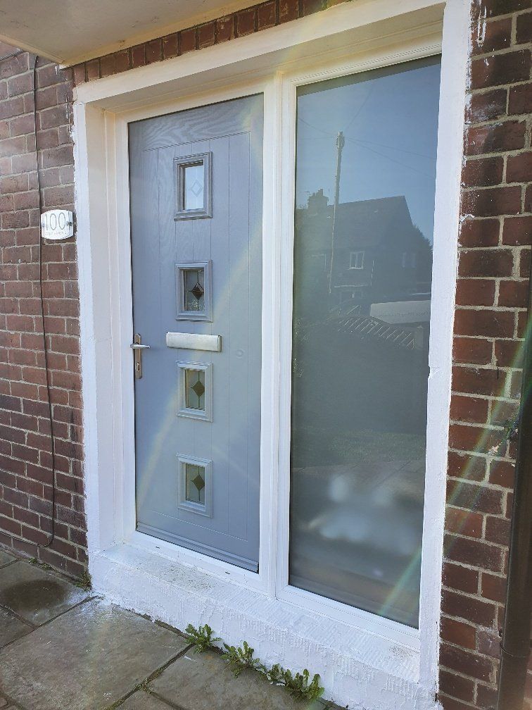 grey door and side window