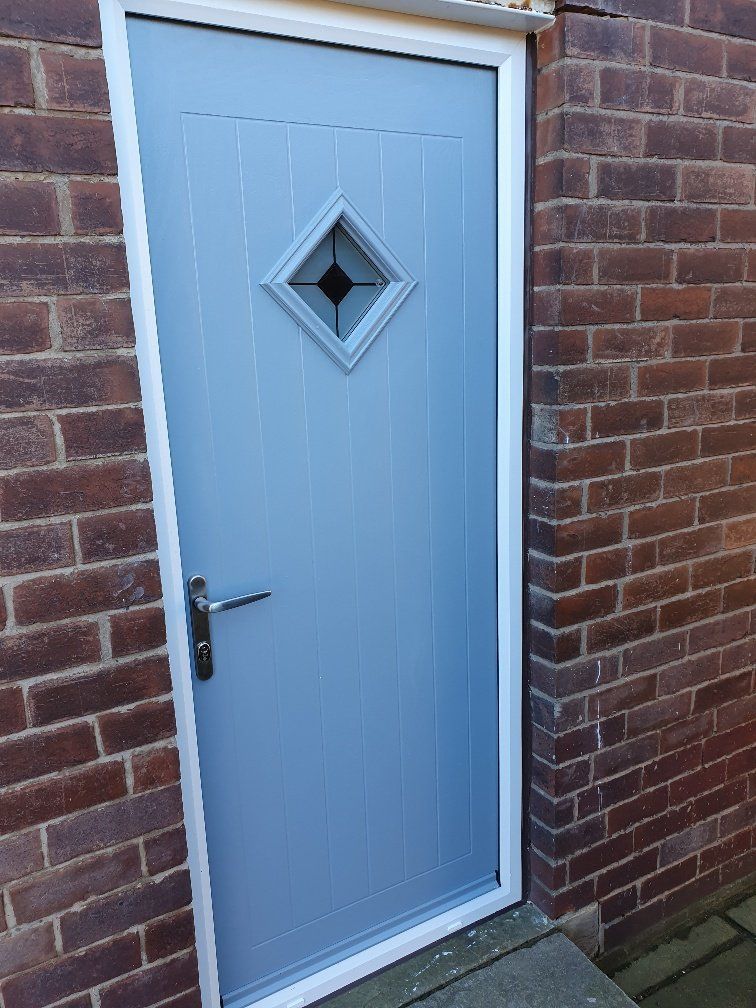 light grey diamond cottage door