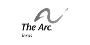 A black and white logo for the arc texas