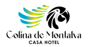 Logo for Colina de Montalva Casa Hotel featuring a parrot icon and text.