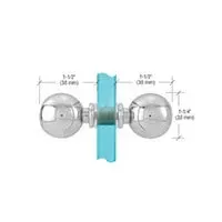 A picture of a door knob on a glass door.