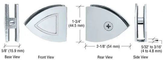 A picture of a bracket with measurements on it.