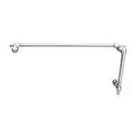 A stainless steel towel bar with a handle on a white background.