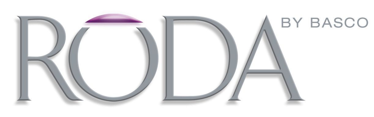A logo for roda by basco is shown on a white background.