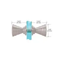 A picture of a door knob with measurements on a white background.