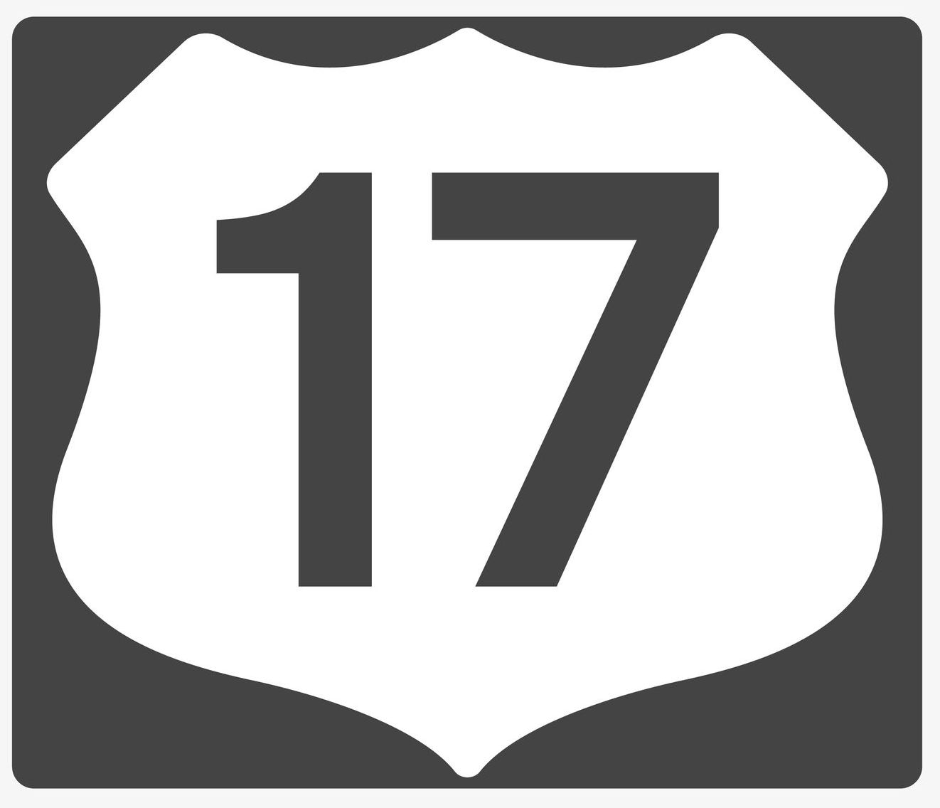 A road sign with the number 17 on it