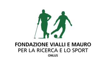 Green figures playing golf and soccer. Text: Fondazione Vialli e Mauro.