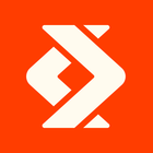 Simbolo stilizzato bianco su sfondo arancione, composto da forme angolari collegate.