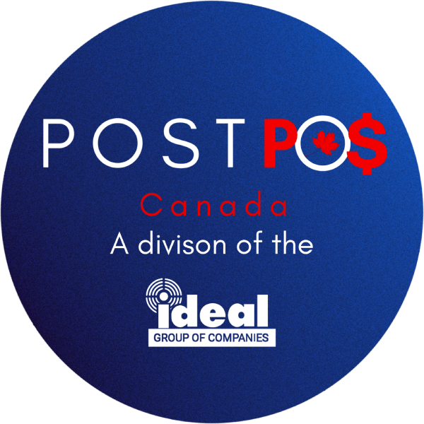 A blue circle that says post pos canada a division of the ideal group of companies