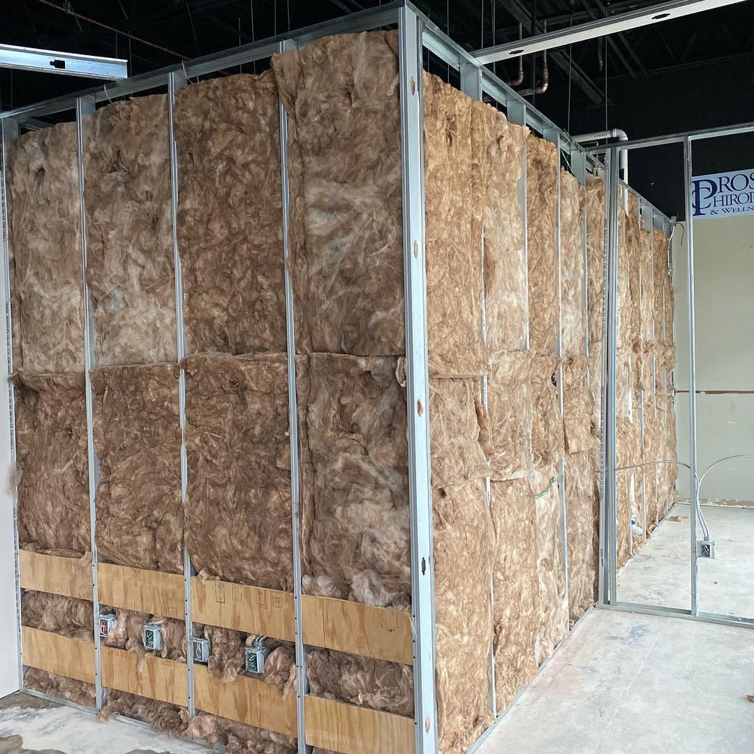 A room with a lot of insulation on the walls